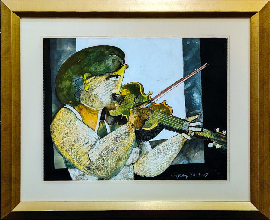 Window Violin by Geoffrey Key Original Painting