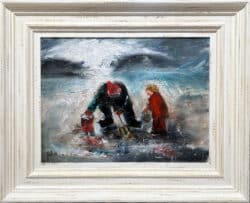 Bait Diggers Runswick Bay by Sue Atkinson original oil painting