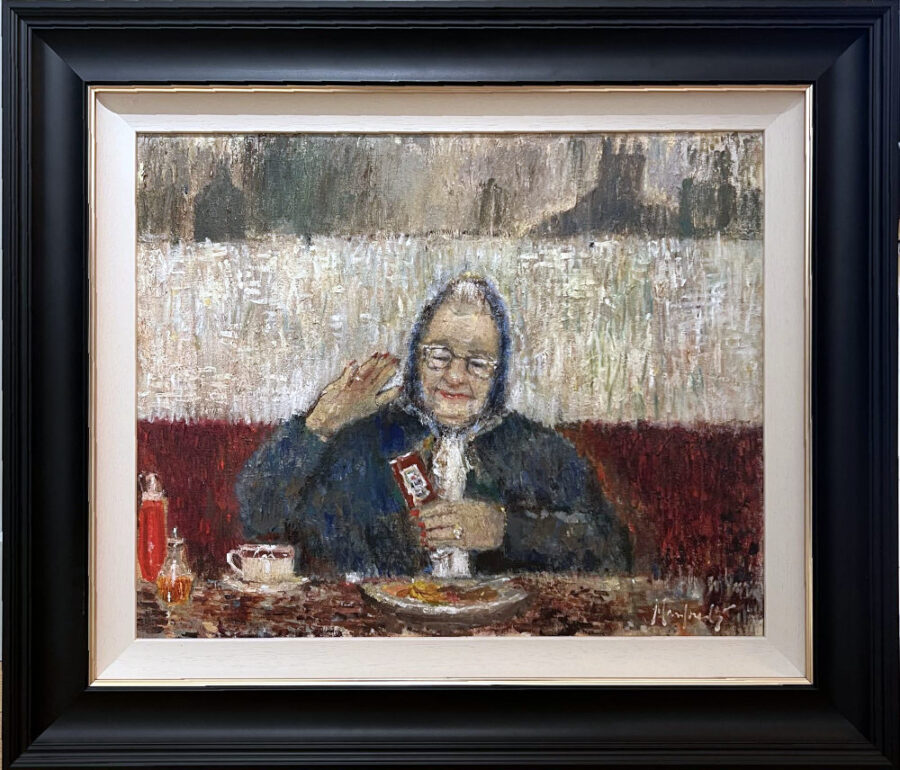 Stubborn Sauce original oil painting by Lucy Manfredi