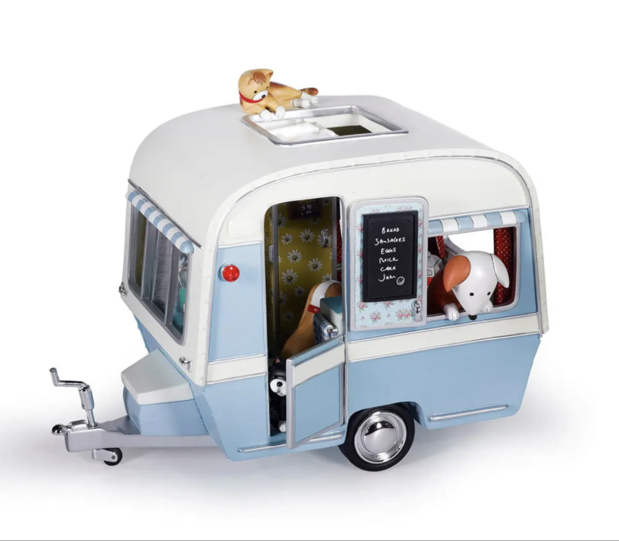 caravan sculpture by doug hyde with dogs