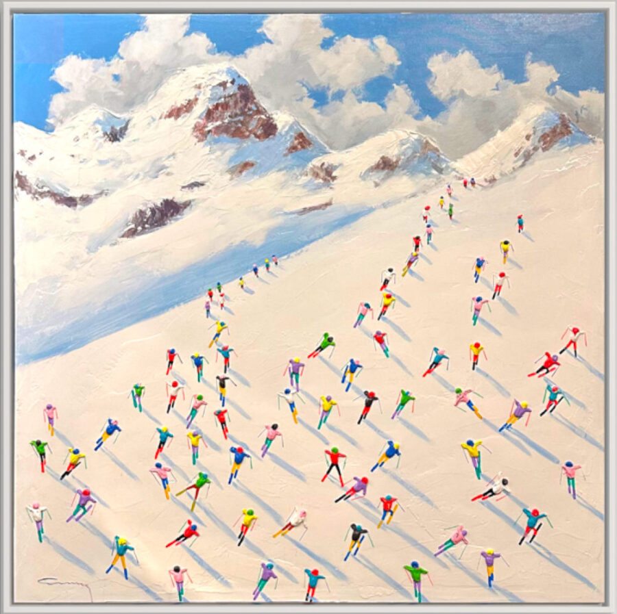 Fun in the Snow by Casemiro Perez original painting