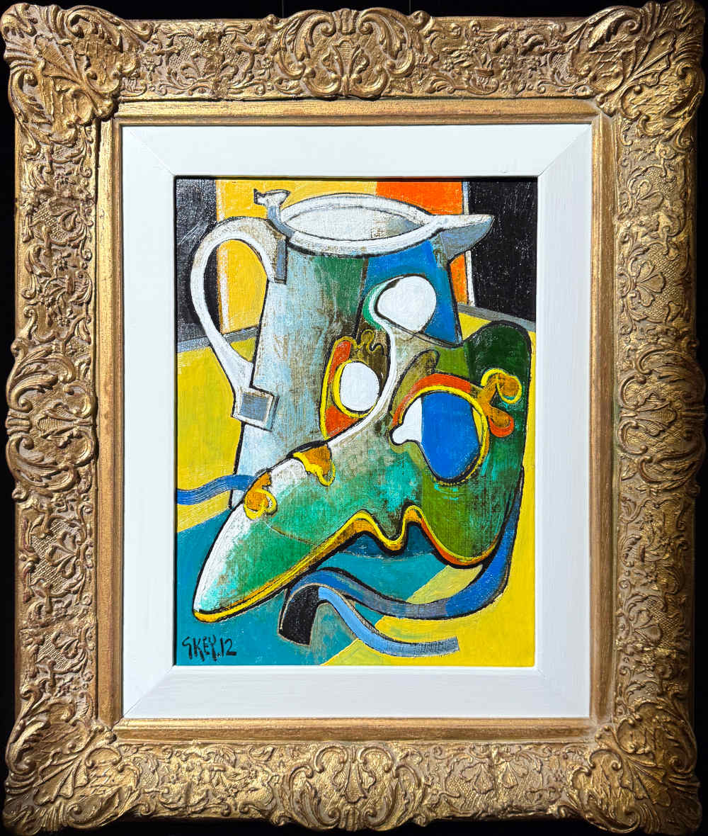 Mask and Jug by Geoffrey Key Mask and Jug original oil painting by Geoffrey Key