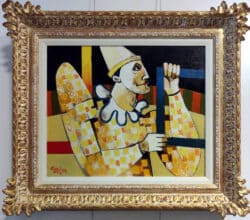 Pierrot's Performance original oil painting by Geoffrey Key