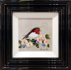 Robin in Bloom original painting by Rozanne Bell