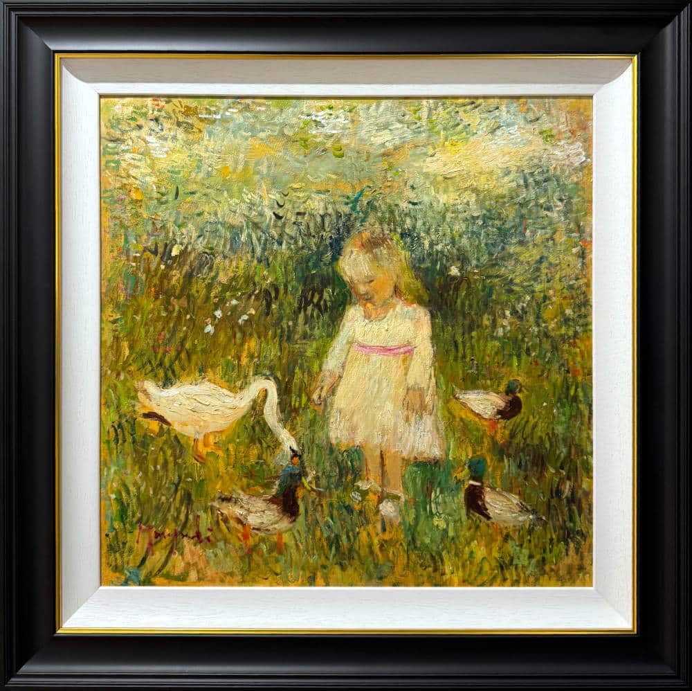Feeding Time at the Mere by Lucy Manfredi Feeding Time at the Mere original oil painting by Lucy Manfredi