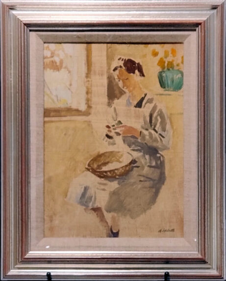 Preparing Vegetables original oil painting by Adolphe Valette
