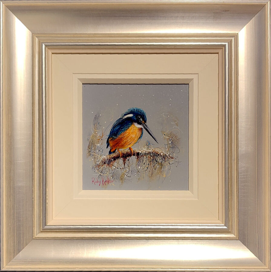 Kingfisher in Contemplation original oil painting by Ruby Keller