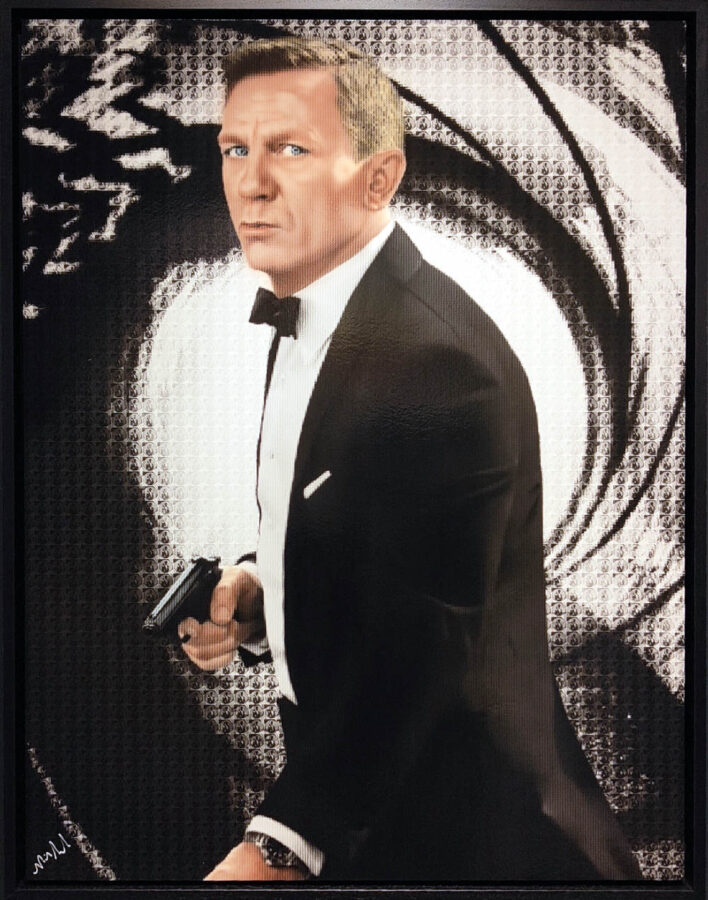 Licensed to Kill original hand painted pixel mosaic by Nick Holdsworth