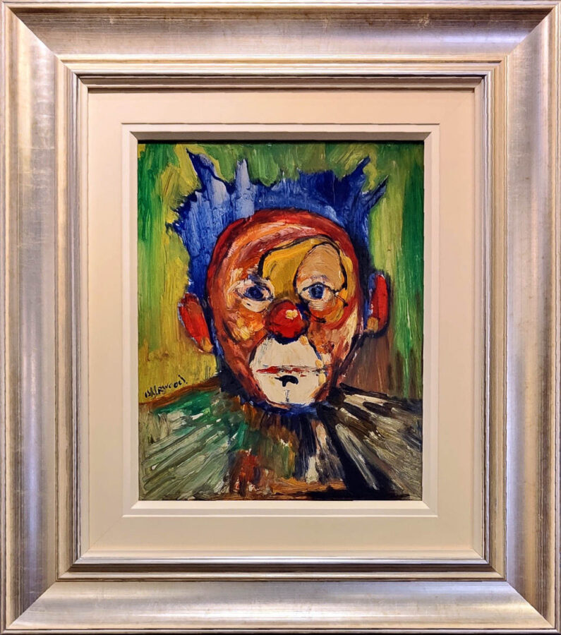 Self Satisfied Clown original oil painting by James Lawrence Isherwood