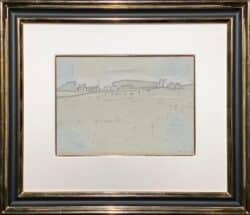 Landscape & Farm Buildings by L S Lowry Original Drawing