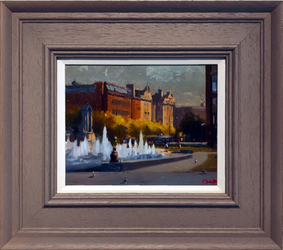 Piccadilly Gardens Manchester Original Oil Painting by Michael Ashcroft