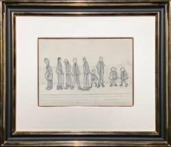 People by a Fence by L S Lowry Original Drawing
