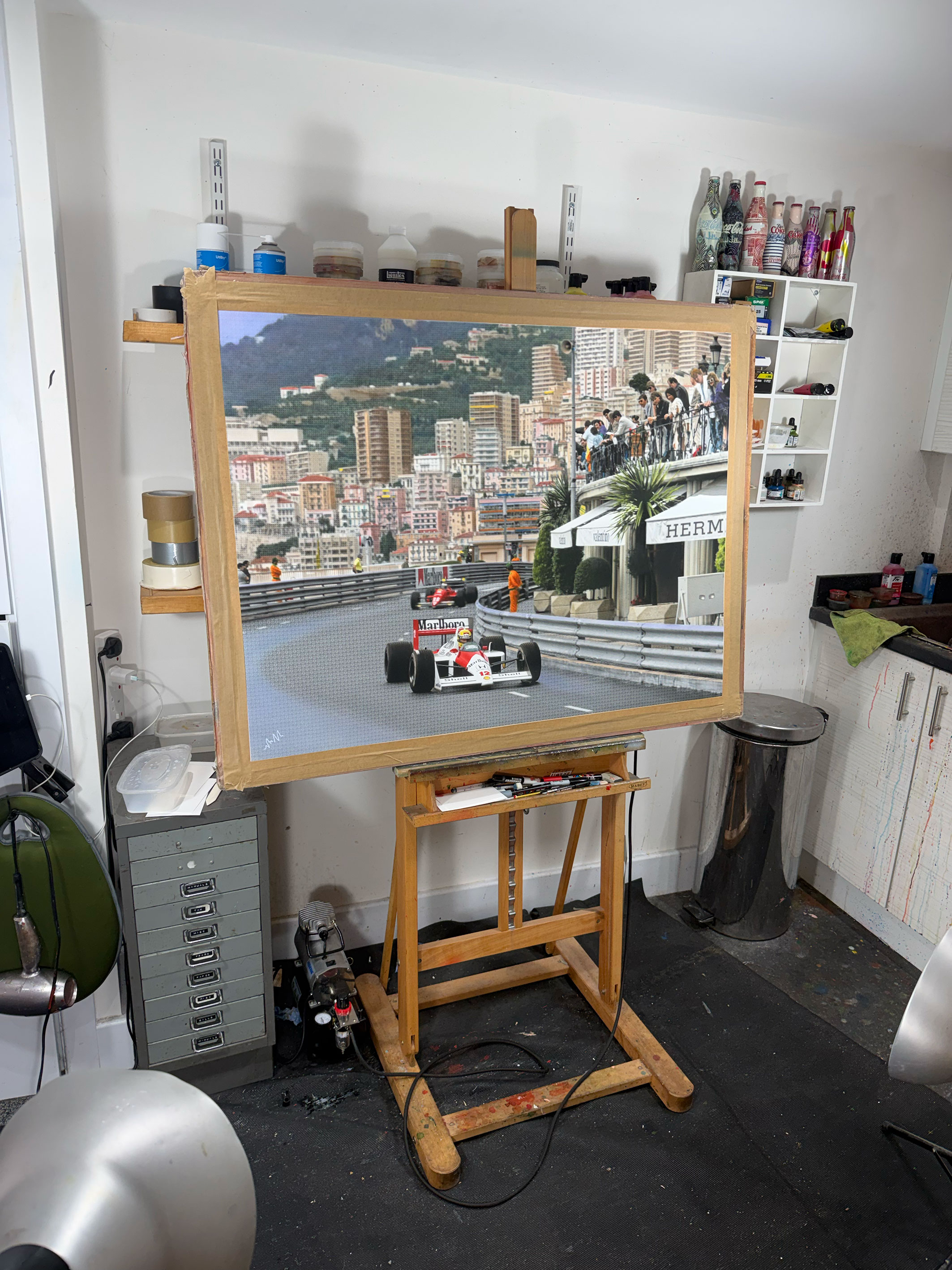 McClarens-Ayrton-Senna-Leads-on-easel
